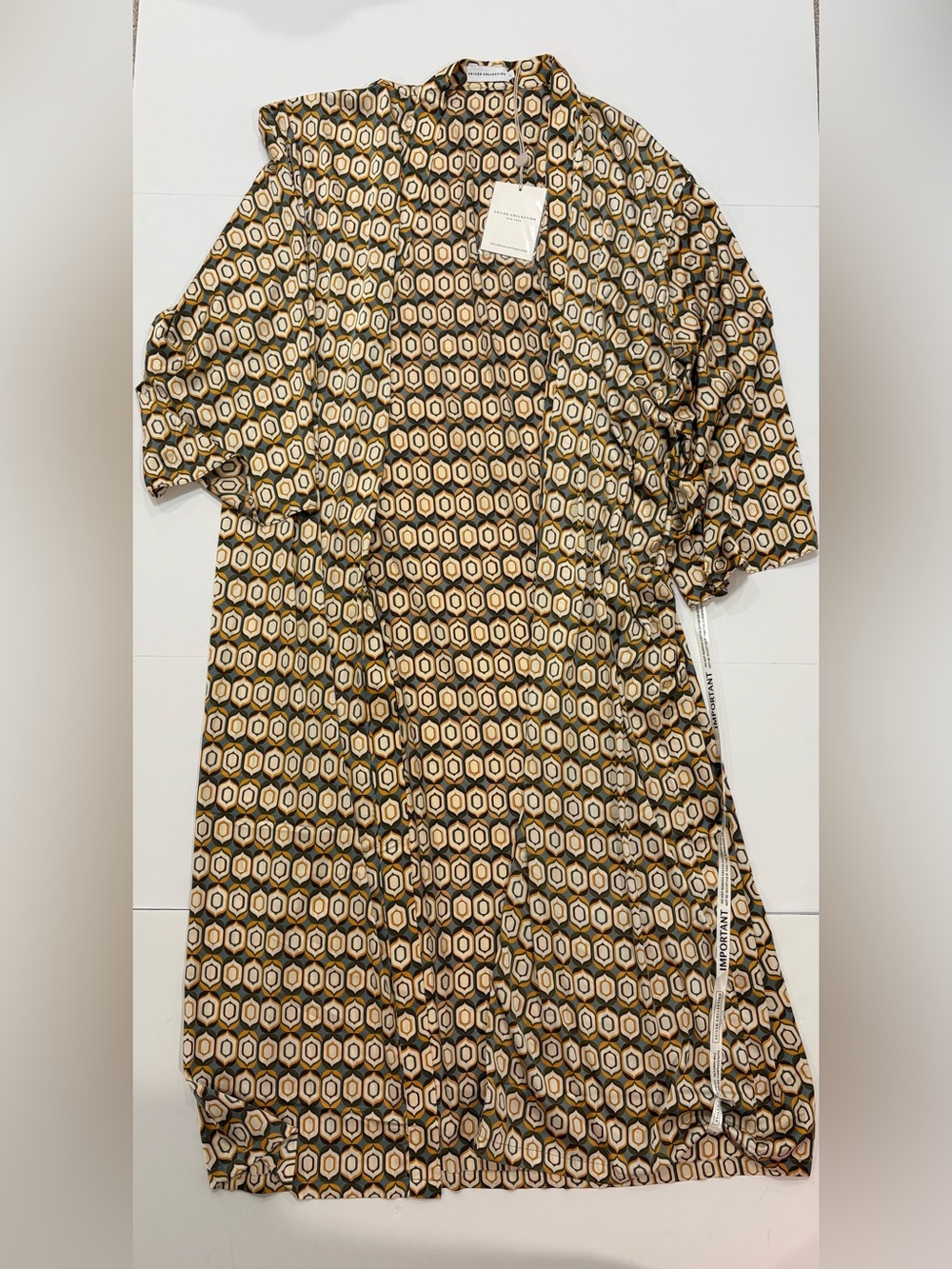 Veiled Collection Geometric Print Duster Cardigan Abaya Large NWT